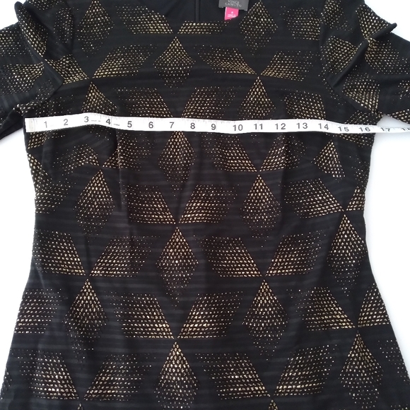 Like New! Vince Camuto Black And Gold Long Sleeve Cocktail Dress - Picture 10 of 13